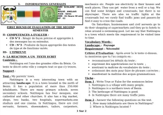 Première page de Devoir surveillé de ANGLAIS — 5e — CEG GBESSOU (2019)