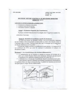 Première page de Mathématiques 3e, 3e ML — 2e devoir surveillé, 2e semestre (2019-2020) · CEG ADJAGBO