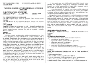 Première page de Anglais Tle A1, Tle A2 — 1er devoir surveillé, 2e semestre (2018-2019) · CEG 2 KANDI
