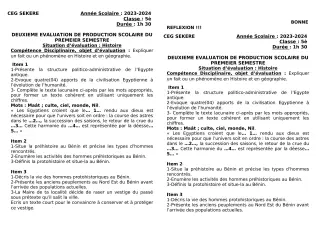 Première page de Histoire-Géographie 5e — 2e production scolaire (2023-2024) · CEG SEKERE