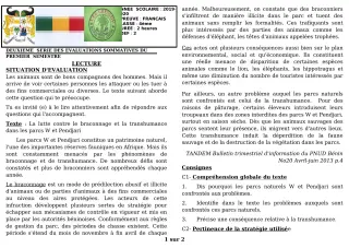 Première page de Français 4e, 4e ML — 2e évaluation sommative, 1er semestre (2019-2020) · CEG GBESSOU